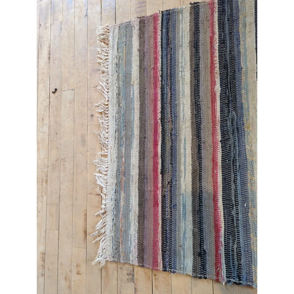 Antique Imported‎ Swedish Hand Made Rag Rug Runner (31.5